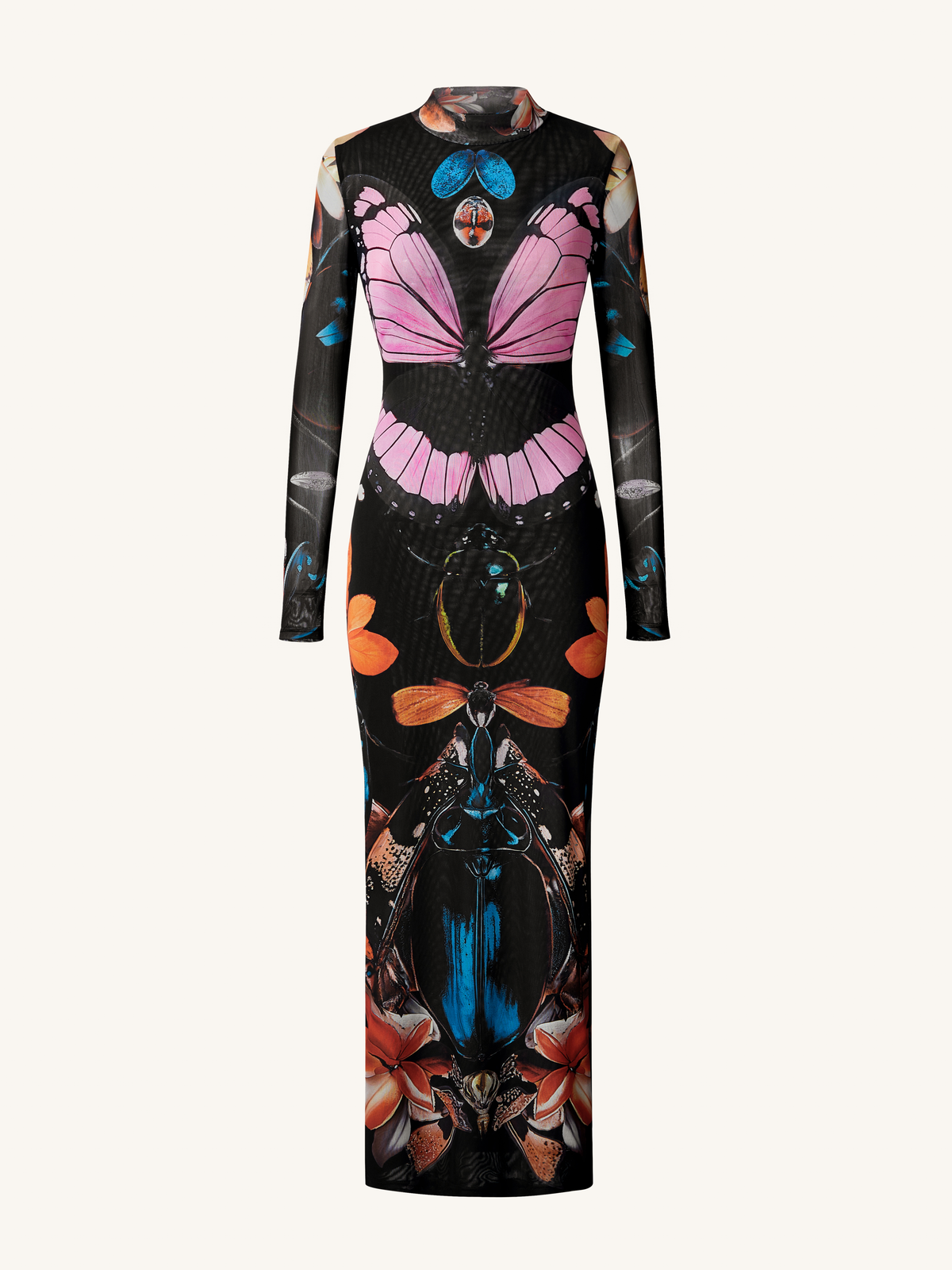 Double-layered Mesh Sheer Butterfly and Beetle Gown - Multicolor | JW PEI