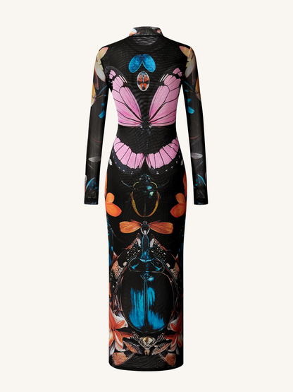 Double-layered Mesh Sheer Butterfly and Beetle Gown - Multicolor | JW PEI