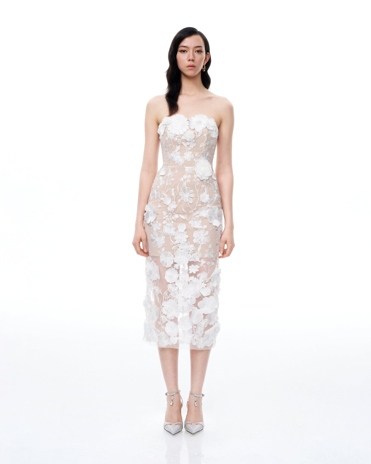 Lysandra 3D Floral Embroidered Maxi Dress - White | JW PEI