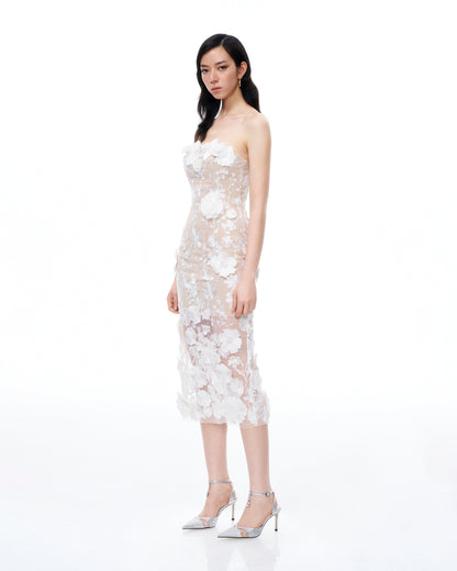 Lysandra 3D Floral Embroidered Maxi Dress - White | JW PEI