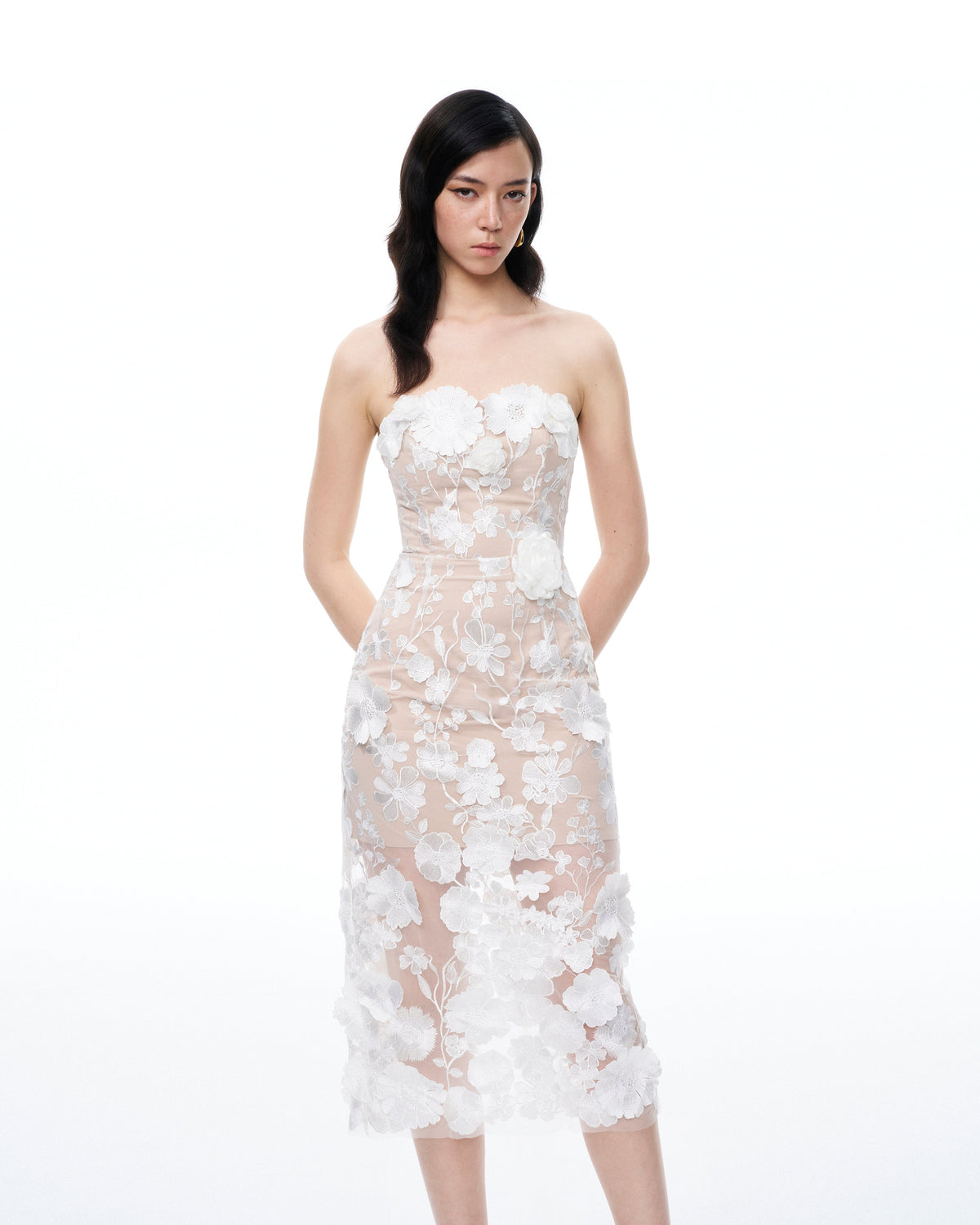 Lysandra 3D Floral Embroidered Maxi Dress - White | JW PEI