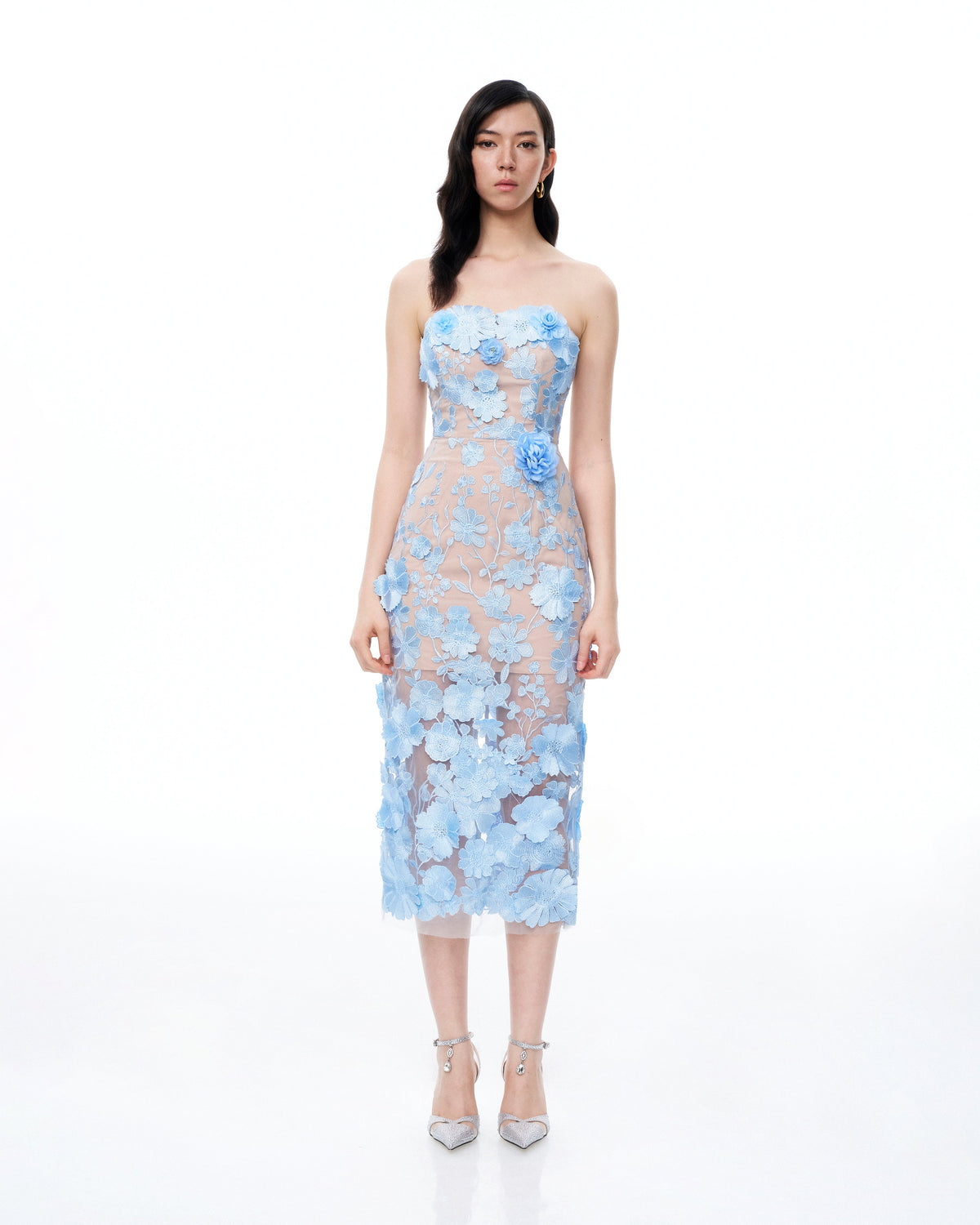 Evander 3D Floral Embroidered Maxi Dress - Blue | JW PEI