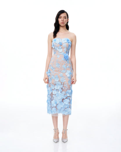 Evander 3D Floral Embroidered Maxi Dress - Blue | JW PEI
