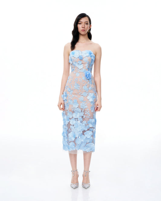 Evander 3D Floral Embroidered Maxi Dress - Blue | JW PEI