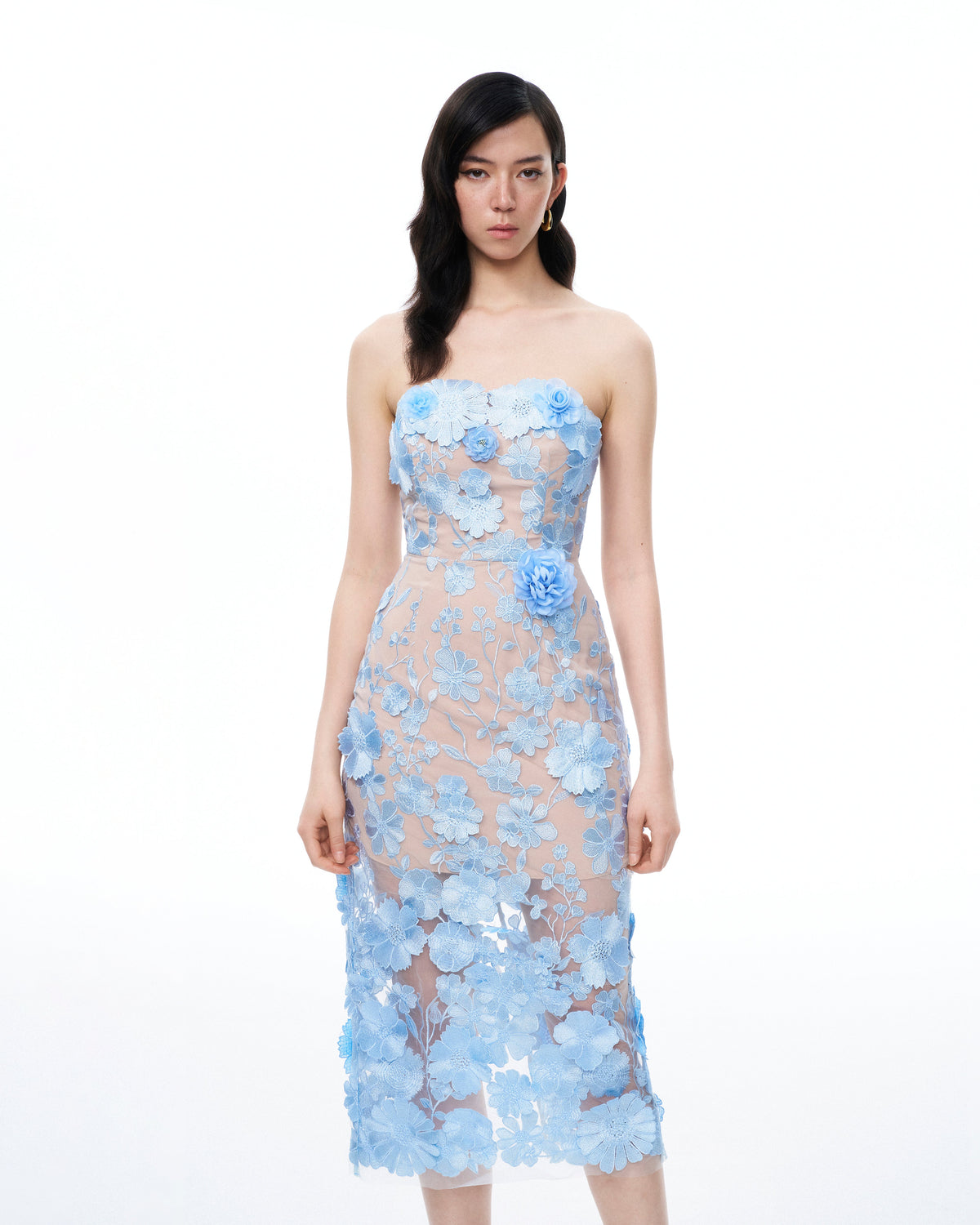 Evander 3D Floral Embroidered Maxi Dress - Blue | JW PEI