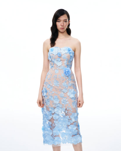 Evander 3D Floral Embroidered Maxi Dress - Blue | JW PEI