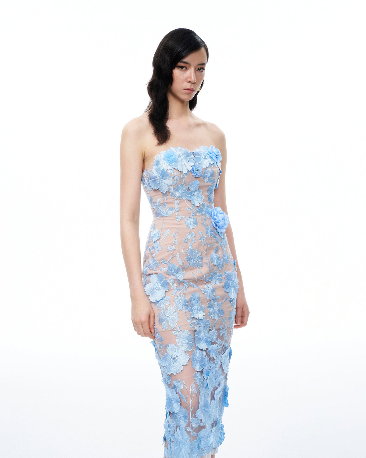 Evander 3D Floral Embroidered Maxi Dress - Blue | JW PEI