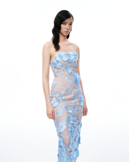 Evander 3D Floral Embroidered Maxi Dress - Blue | JW PEI