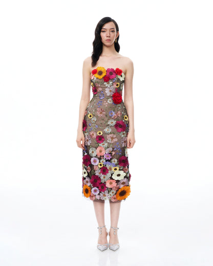 Isolde 3D Floral Embroidered Maxi Dress - Black Multi | JW PEI