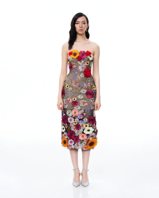 Isolde 3D Floral Embroidered Maxi Dress - Black Multi | JW PEI
