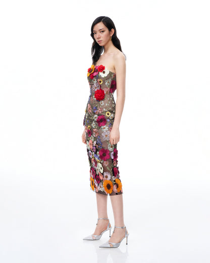 Isolde 3D Floral Embroidered Maxi Dress - Black Multi | JW PEI