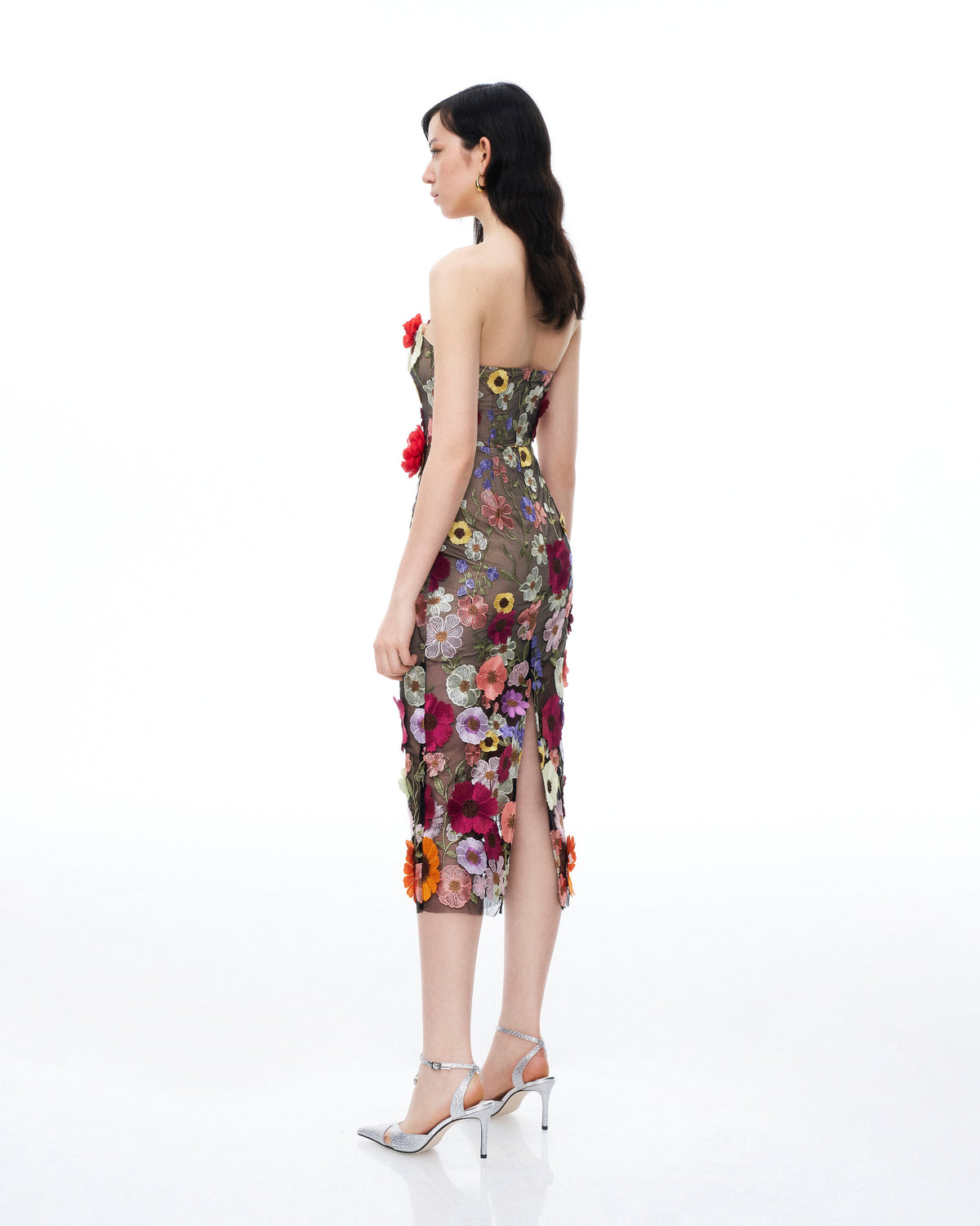 Isolde 3D Floral Embroidered Maxi Dress - Black Multi | JW PEI
