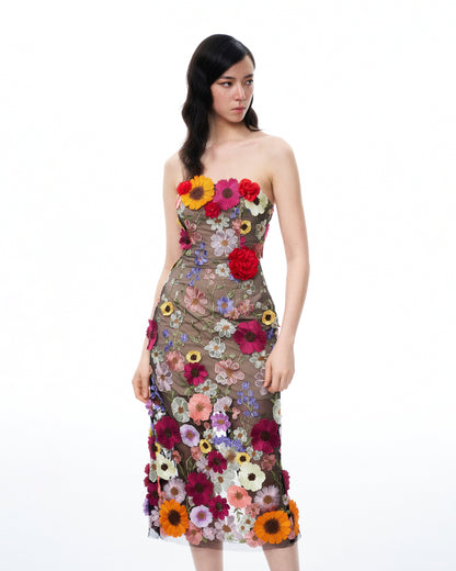 Isolde 3D Floral Embroidered Maxi Dress - Black Multi | JW PEI
