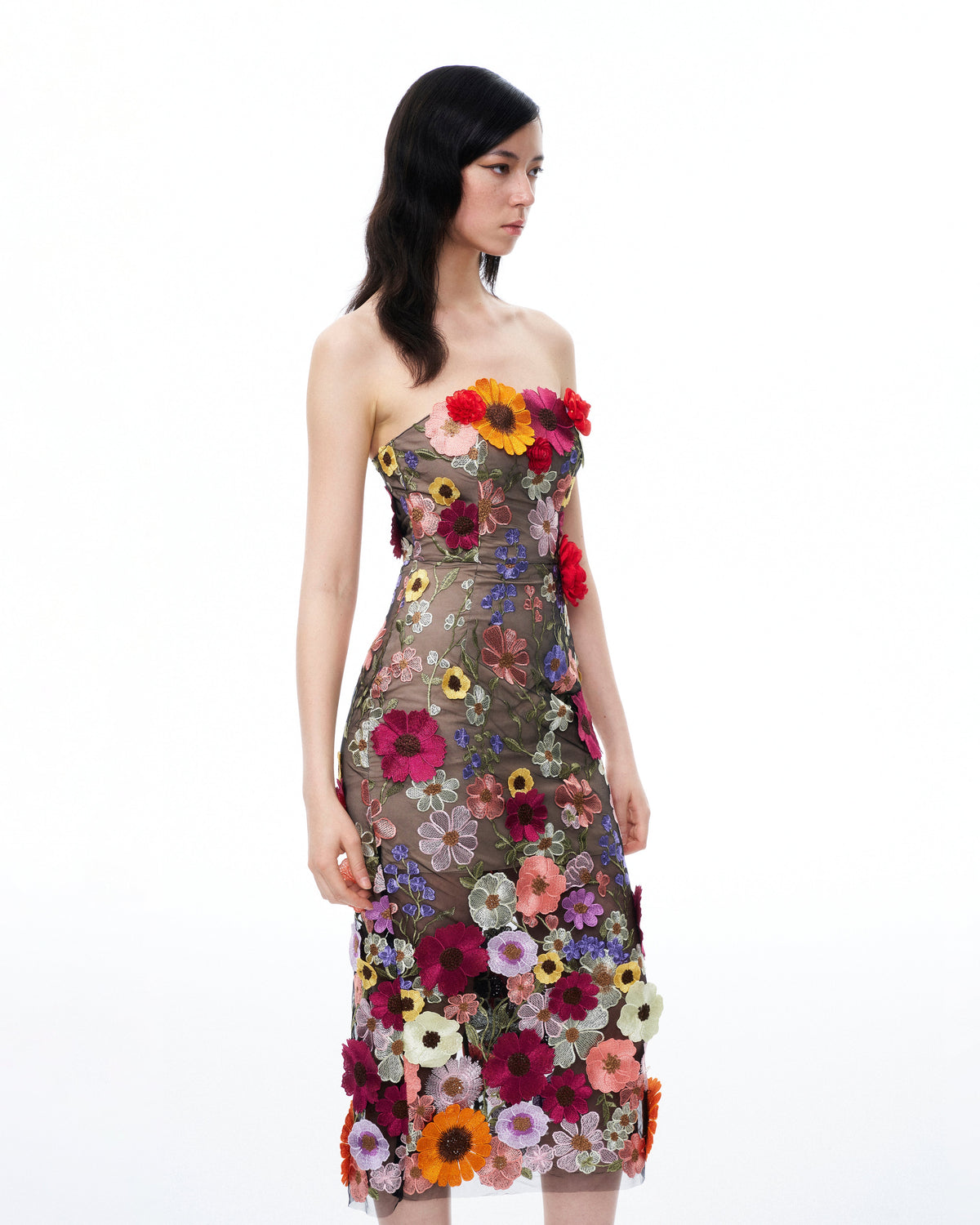 Isolde 3D Floral Embroidered Maxi Dress - Black Multi | JW PEI