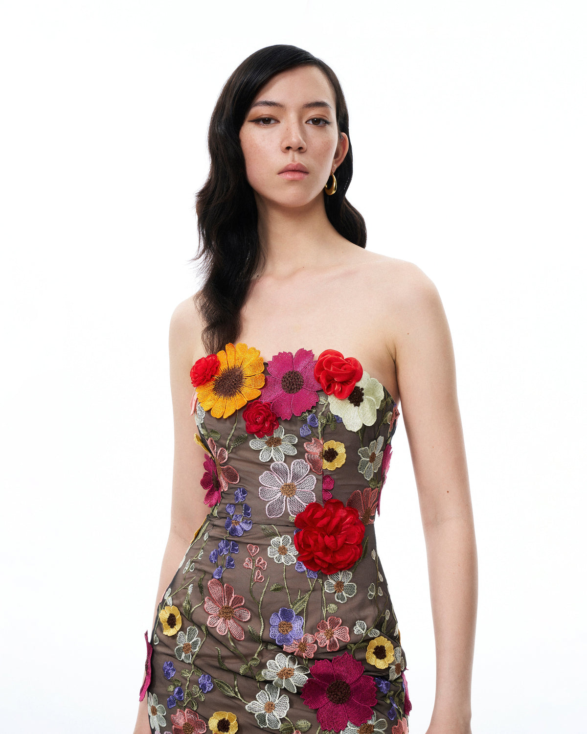 Isolde 3D Floral Embroidered Maxi Dress - Black Multi | JW PEI