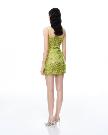Aurelia Sequin Mini dress - Lime Green | JW PEI