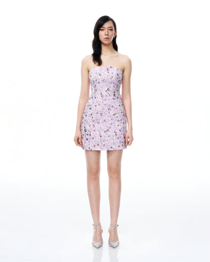 Esme Floral Sequin Embroidered Mini Dress - Purple | JW PEI