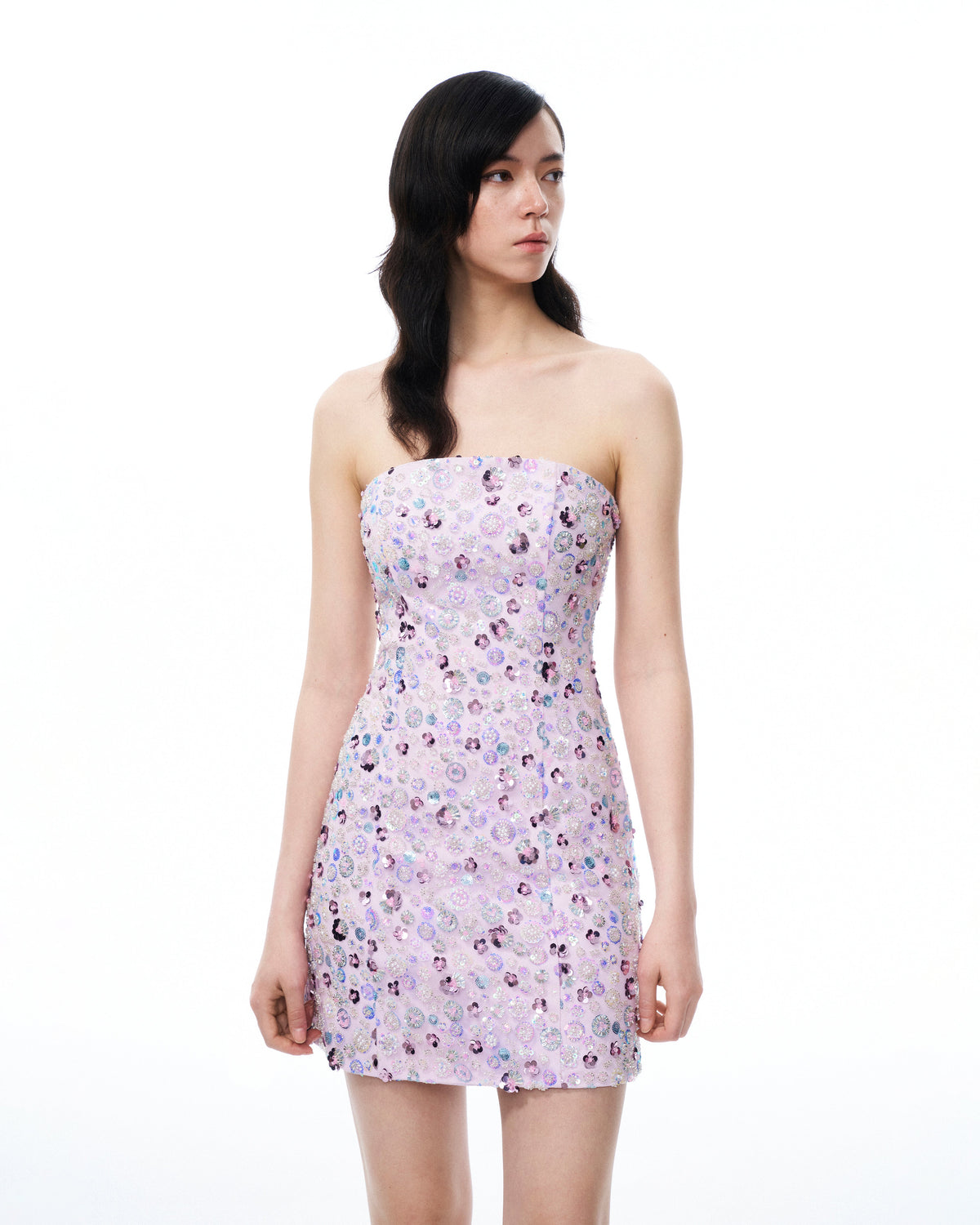 Esme Floral Sequin Embroidered Mini Dress - Purple | JW PEI
