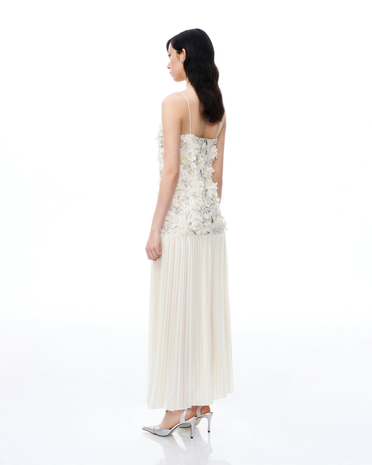 Galadriel 3D Floral Sequin Maxi Dress - White | JW PEI