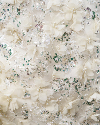 Galadriel 3D Floral Sequin Maxi Dress - White | JW PEI