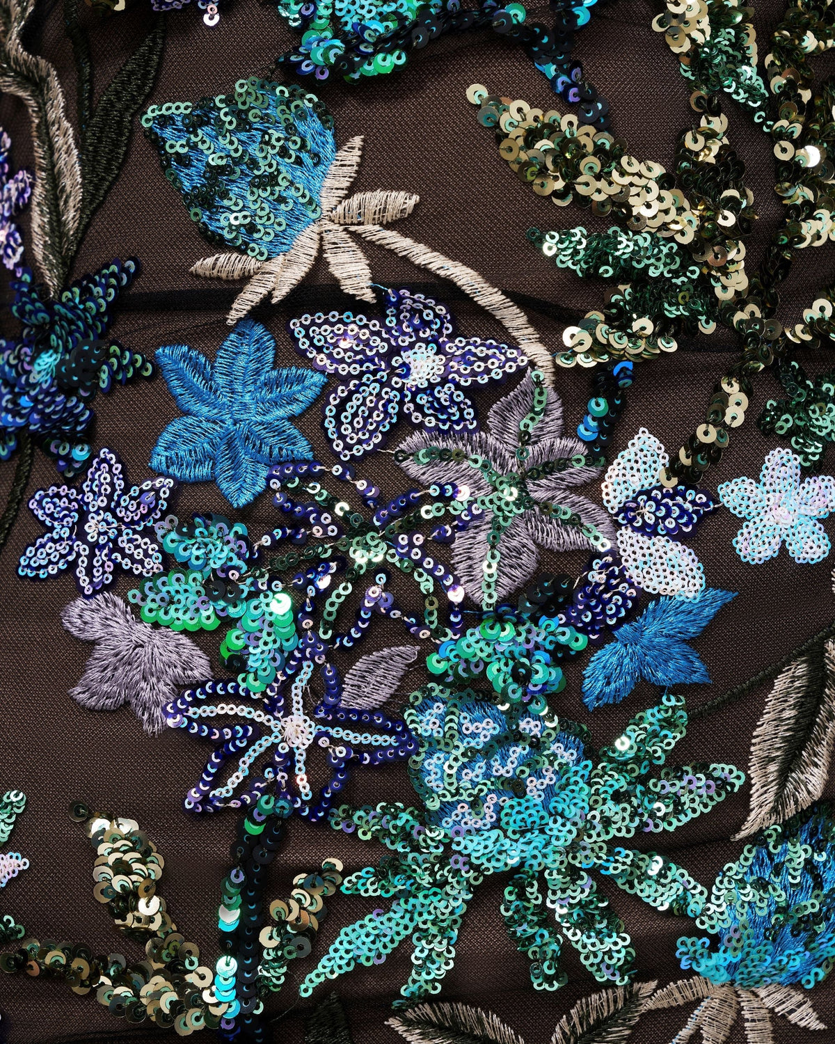 Isadora Floral Sequin Dress - Black Multi | JW PEI