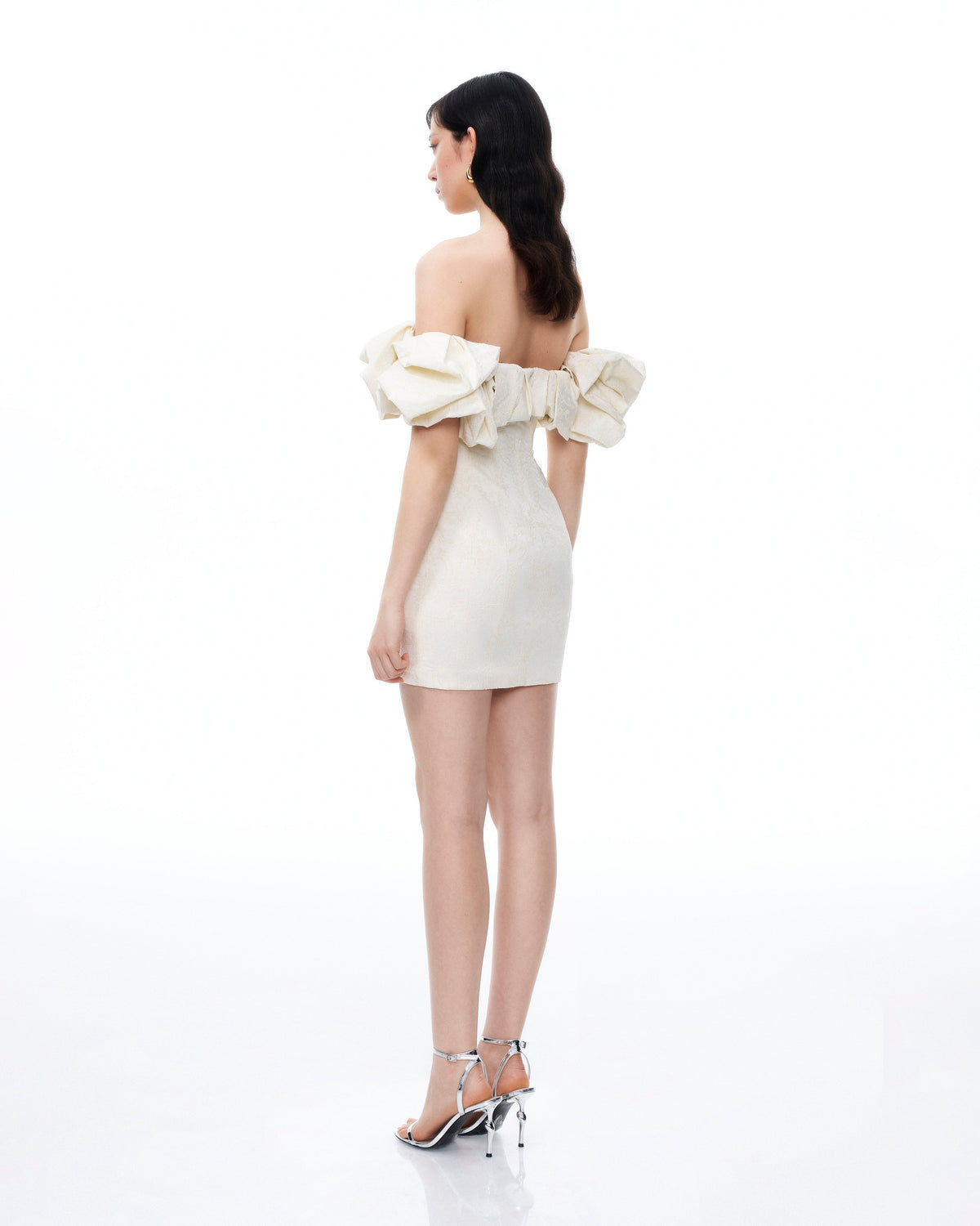 Althea Clouds Shoulders Floral Embroidered Mini Dress - White | JW PEI
