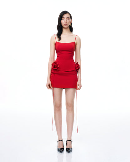 Bellamy 3D Floral Mini Dress - Red | JW PEI