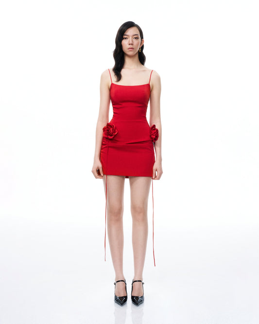 Bellamy 3D Floral Mini Dress - Red | JW PEI
