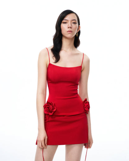 Bellamy 3D Floral Mini Dress - Red | JW PEI