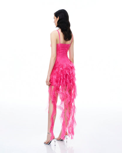 Selene 3D Floral Lace Mini Dress - Pink | JW PEI