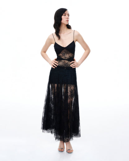 Indigo Floral Lace Dress - Black | JW PEI