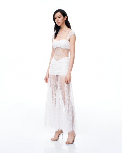 Fiorentina 3D Floral Lace Dress - White | JW PEI