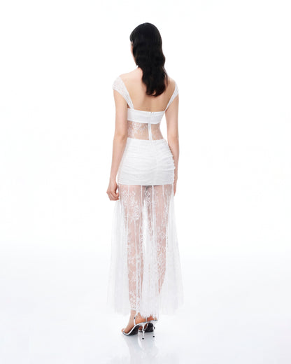 Fiorentina 3D Floral Lace Dress - White | JW PEI