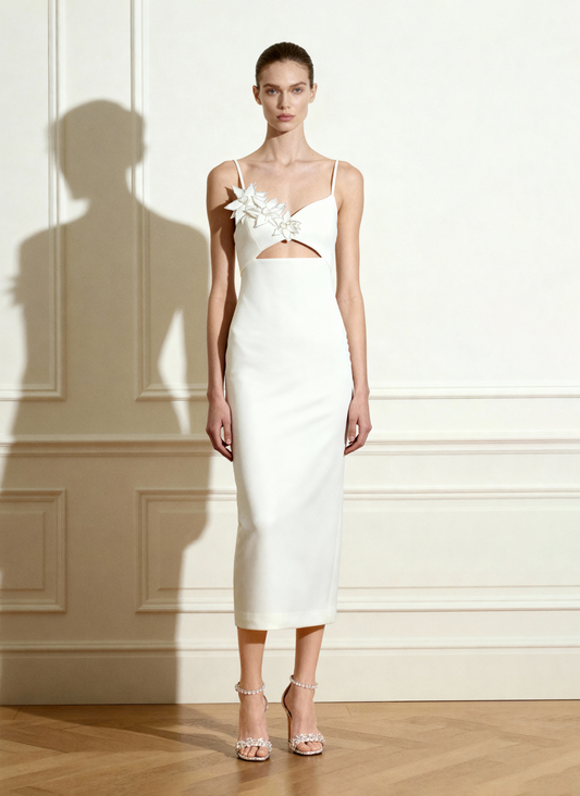 Bloom-Cut Contour Dress - White | JW PEI
