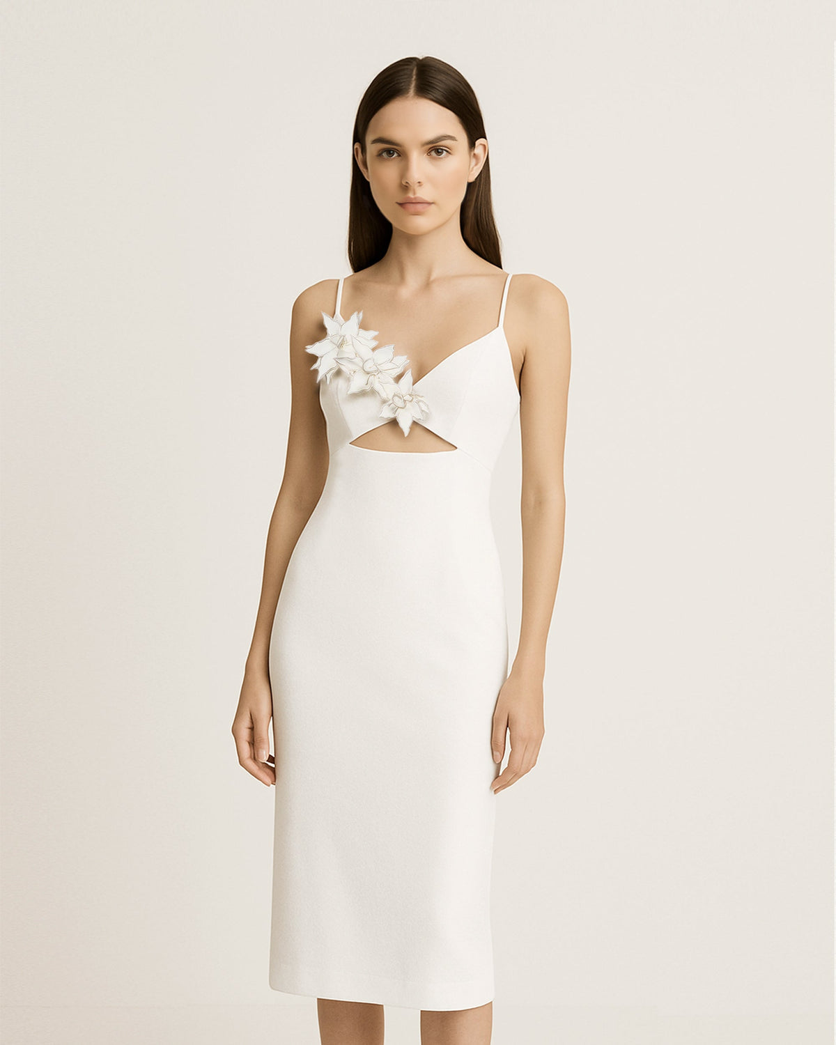 Bloom-Cut Contour Dress - White | JW PEI