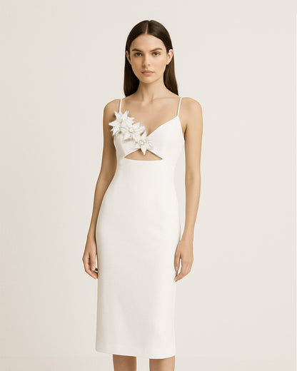 Bloom-Cut Contour Dress - White | JW PEI