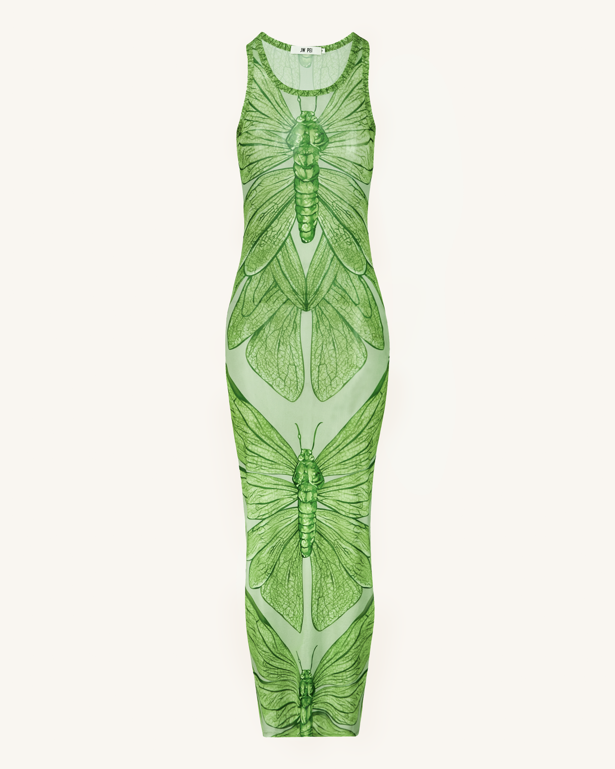 Dragonfly Axis Tank Mesh Dress - Green | JW PEI
