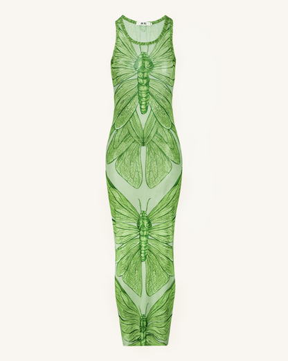 Dragonfly Axis Tank Mesh Dress - Green | JW PEI