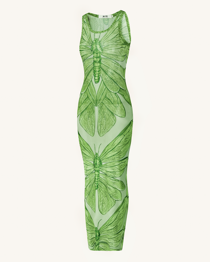 Dragonfly Axis Tank Mesh Dress - Green | JW PEI
