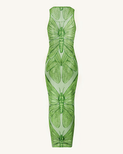 Dragonfly Axis Tank Mesh Dress - Green | JW PEI