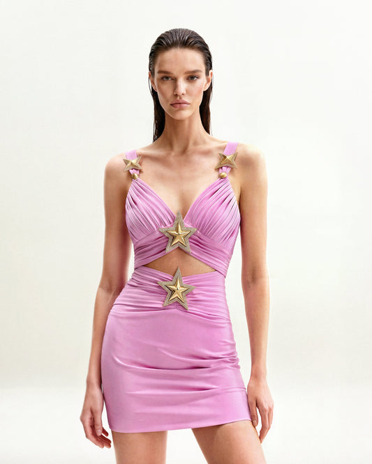 Mini Dress with Star Details - Pink | JW PEI