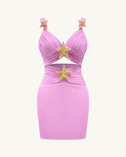 Mini Dress with Star Details - Pink | JW PEI