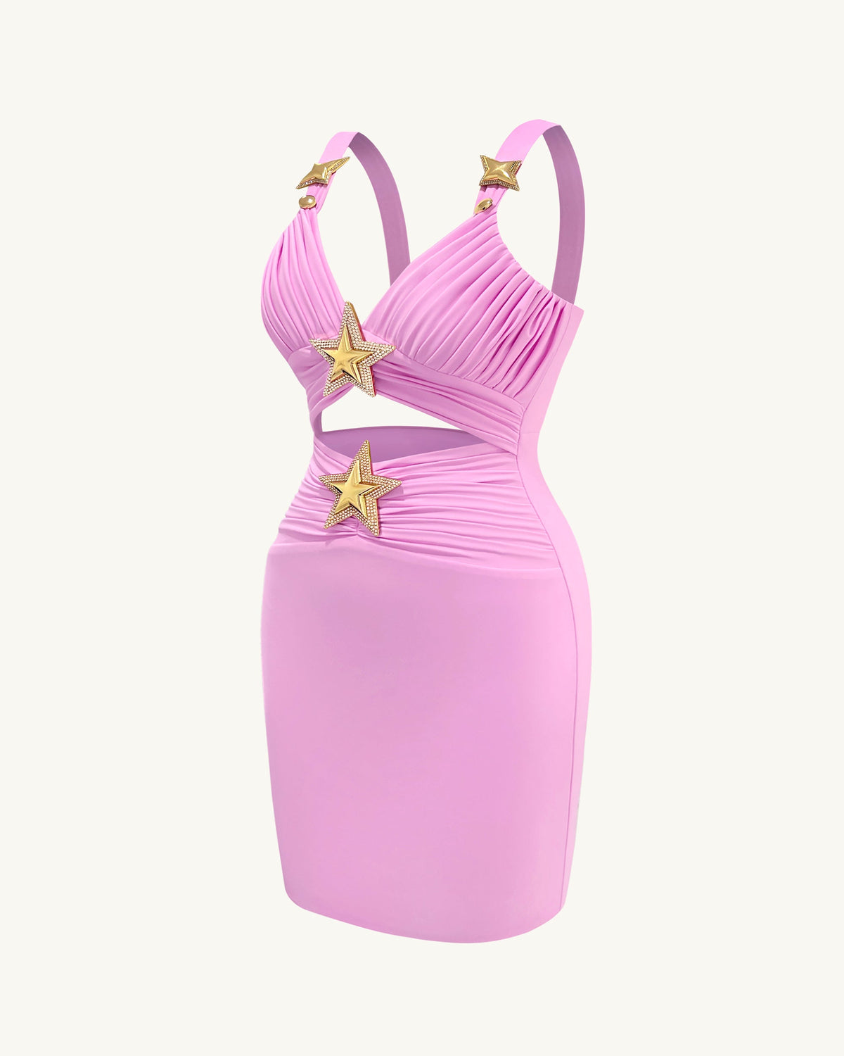 Mini Dress with Star Details - Pink | JW PEI