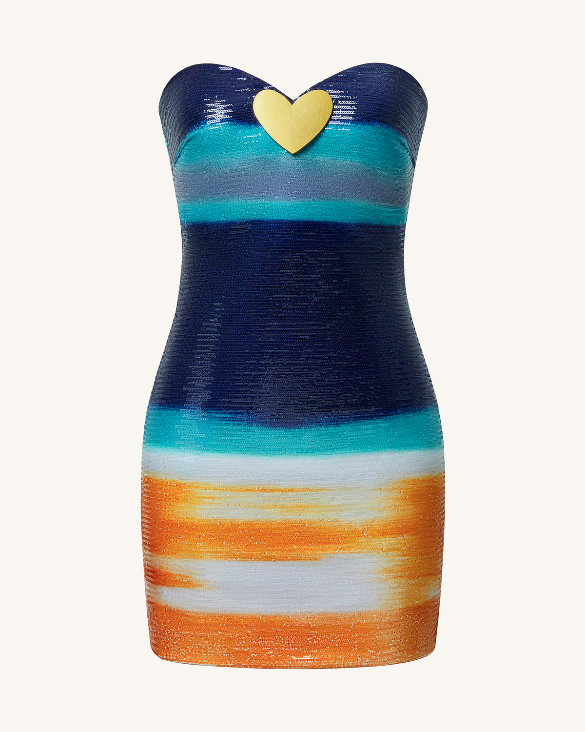 Olivia Metallic Heart Sequin Dress - Blue/Orange | JW PEI