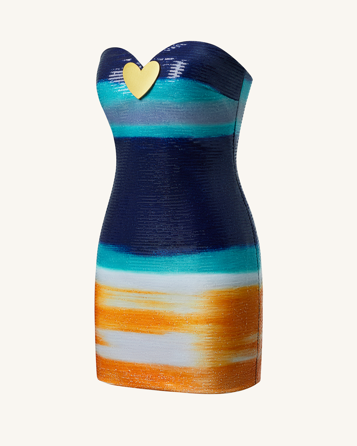Olivia Metallic Heart Sequin Dress - Blue/Orange | JW PEI