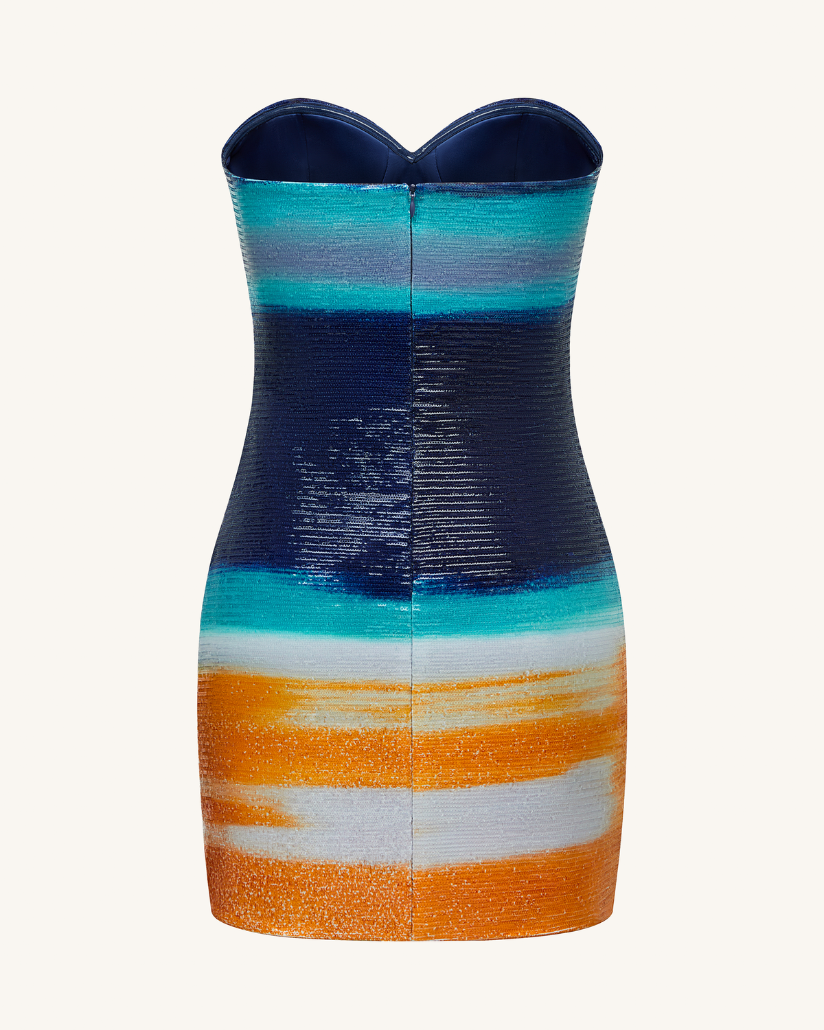 Olivia Metallic Heart Sequin Dress - Blue/Orange | JW PEI