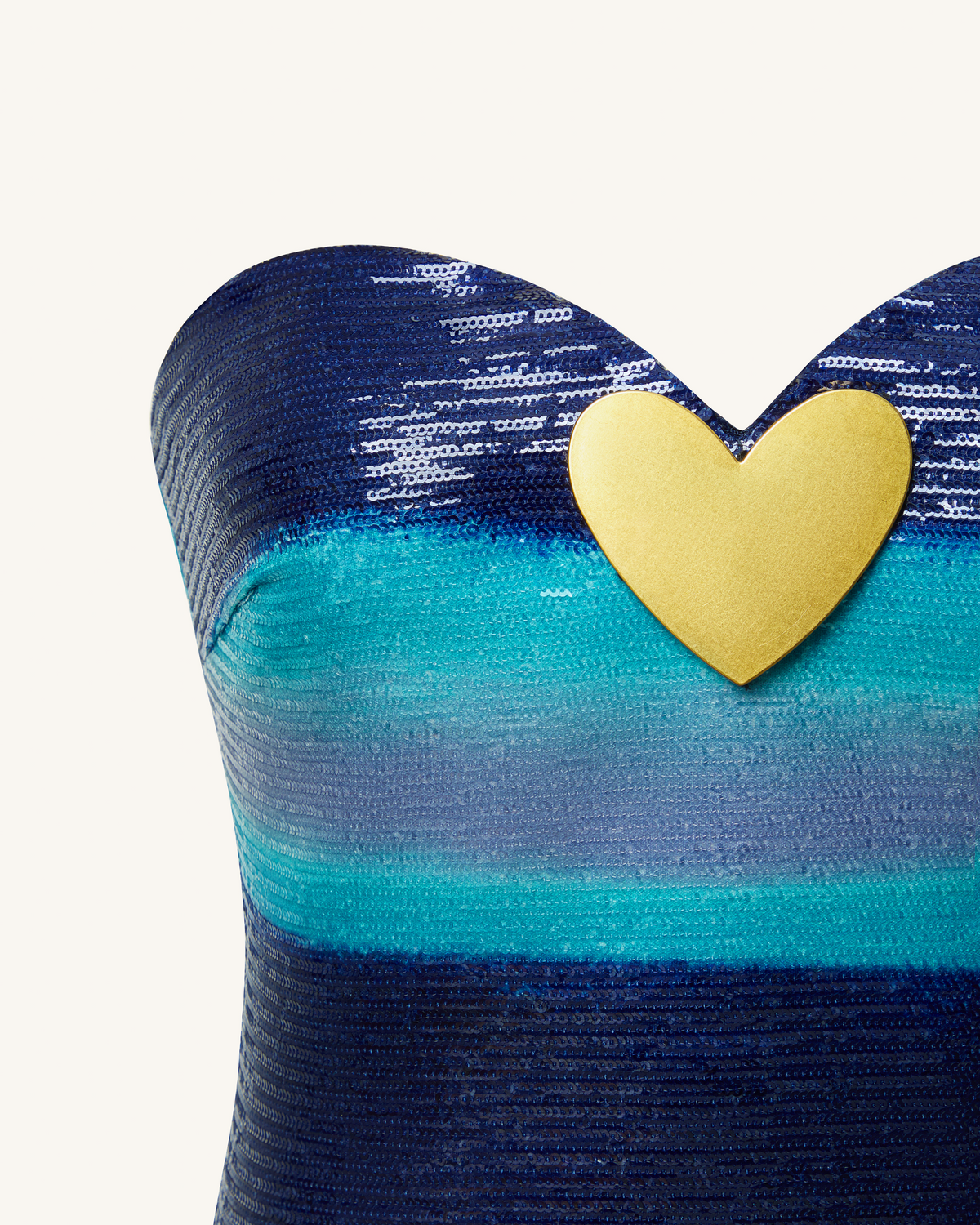 Olivia Metallic Heart Sequin Dress - Blue/Orange | JW PEI