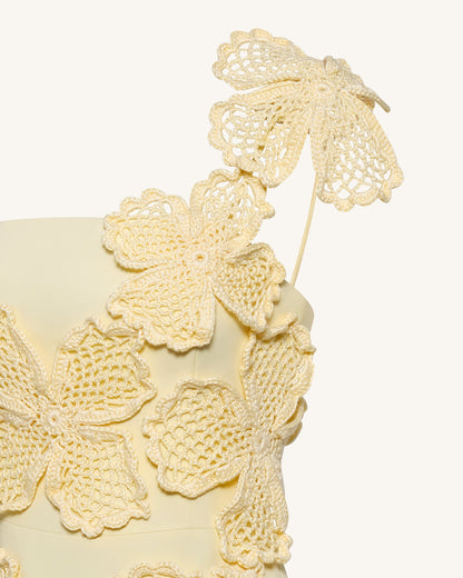 Crochet Floral Appliqué Mini Dress - Yellow | JW PEI