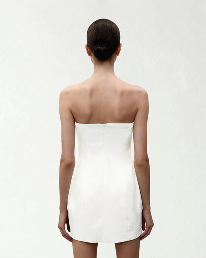 Orchid Appliqué Strapless Dress - White | JW PEI