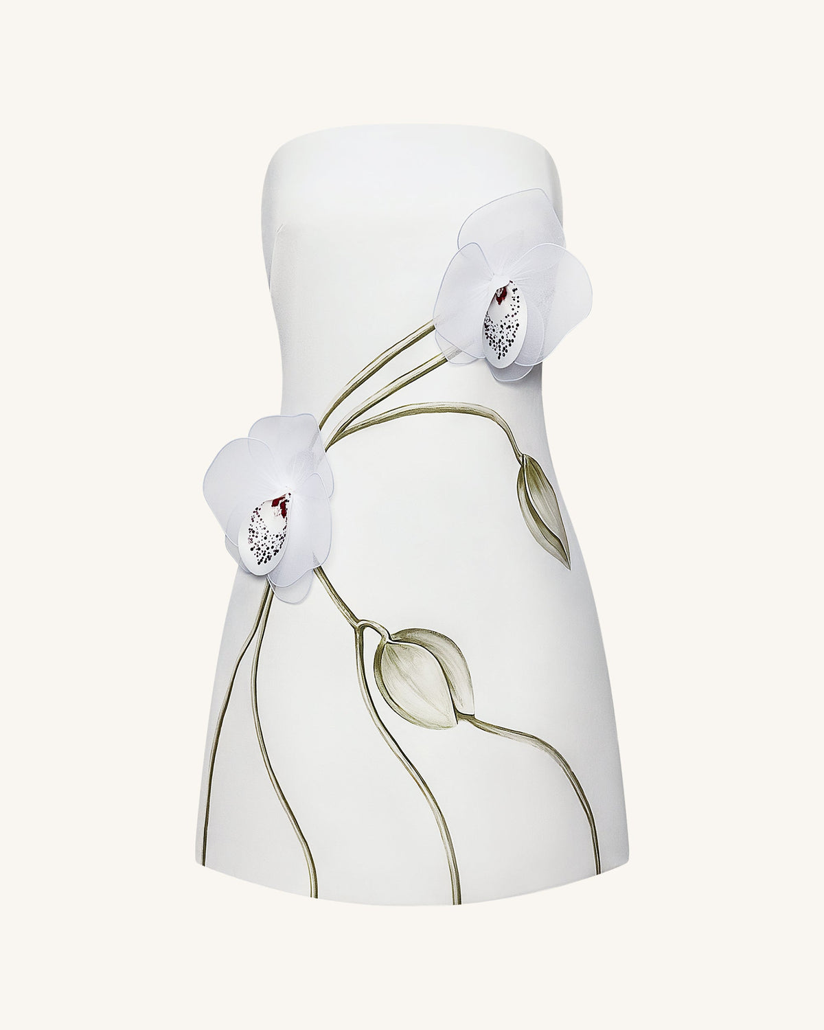 Orchid Appliqué Strapless Dress - White | JW PEI